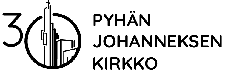 Logo, jossa Pyhän Johanneksen kirkon piirroskuva numeron 30 sisällä ja teksti Pyhän Johanneksen kirkko