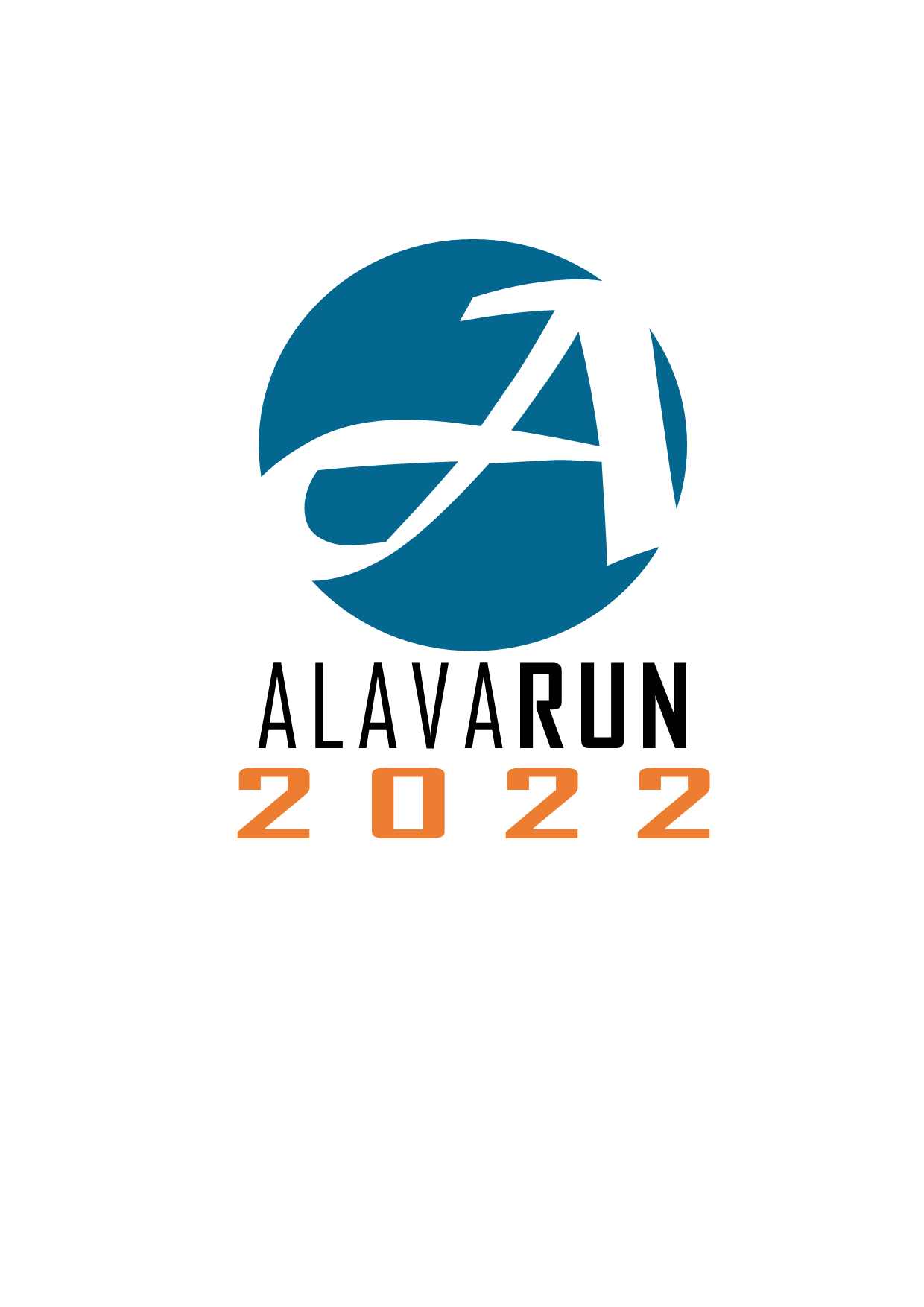 Logo, jossa sinisessa ympyrässä A-kirjain jonka alapuolella teksti AlavaRUN 2022