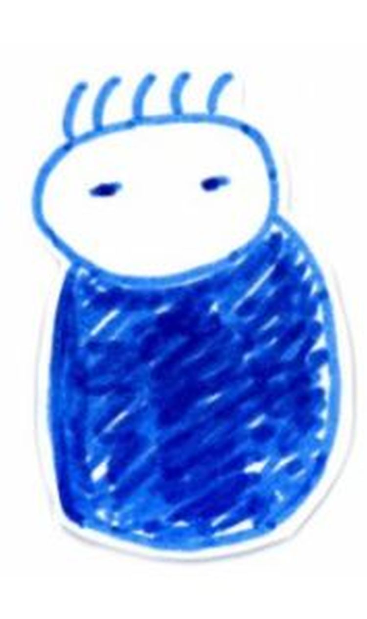 sininen piirroshahmo