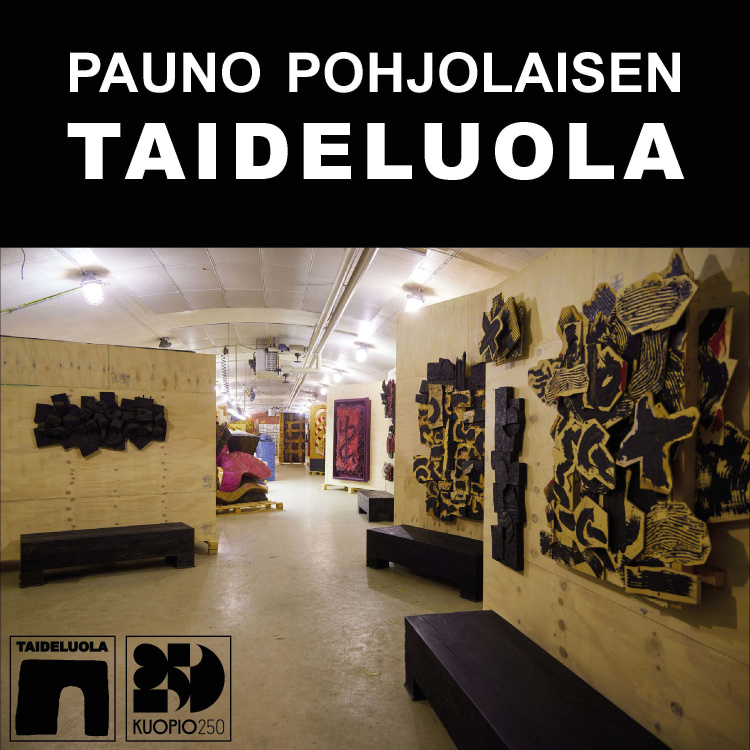 Taideluolavierailu Pauno Pohjolaisen näyttelyssä Pauno Pohjolaisen taideteoksia esillä näyttelyssä.