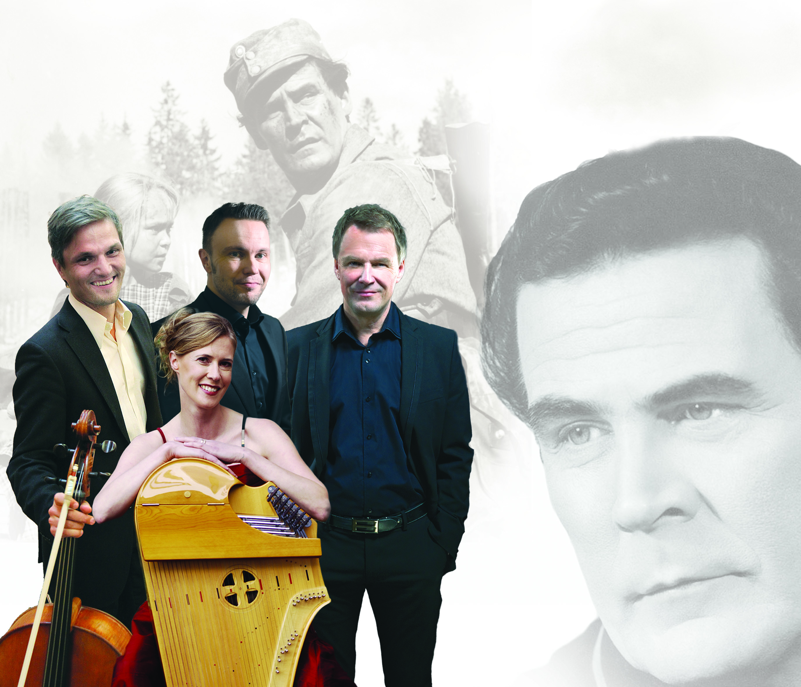 Tenorissimo kokoonpano; Tenorit Reijo Ilkonen ja Ossi Jauhiainen, Ulla-Stina Ikonen, harppu ja kantele ja Mika Seppänen, selllo