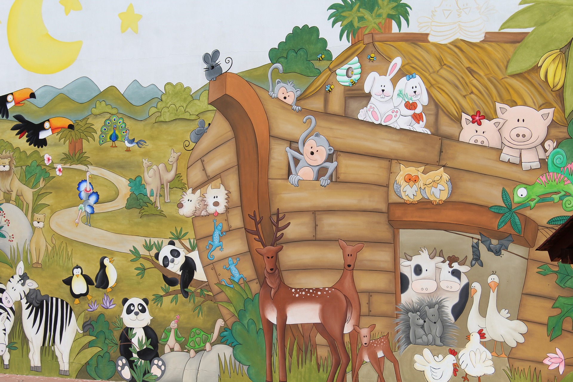 Eläimiä Nooan arkissa.