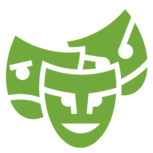 kolme vihreätä maskia.