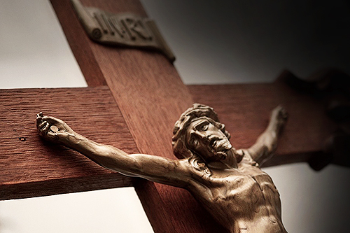 Jeesus ristillä, kuvassa osa krusifiksia.