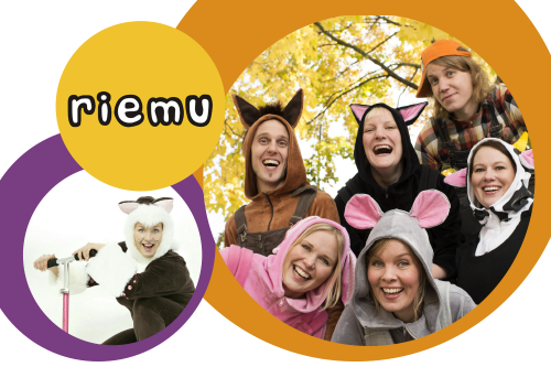 Riemu-lastenfestareilla 2019 esiintyvät kuvissa olevat lastenmusiikkiorkesteri Ammuu! ja MisseKissa.